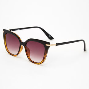 Two Tone Tortoiseshell Cat Eye Sunglasses - Black,