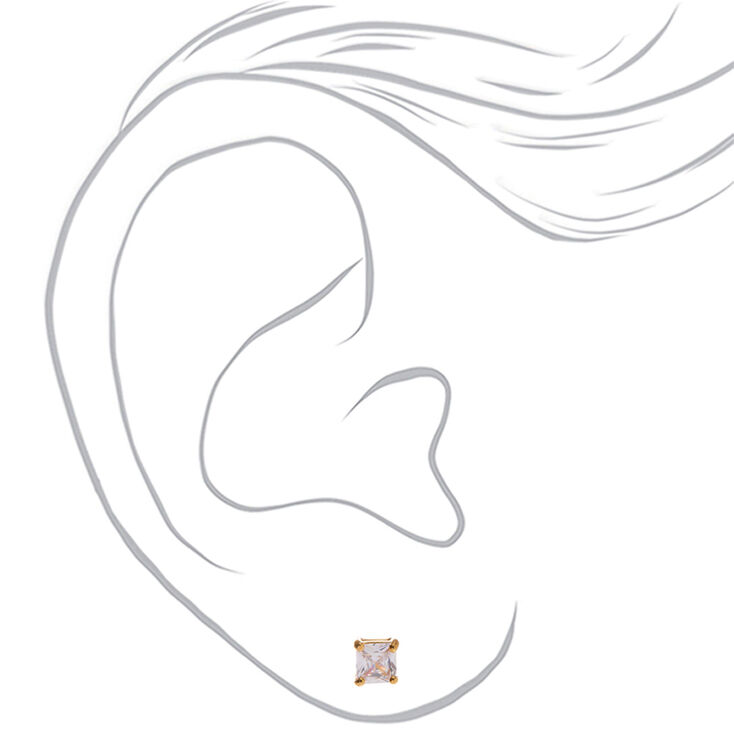 ICING Select 18k Yellow Gold Plated Cubic Zirconia 5MM Square Stud Earrings,
