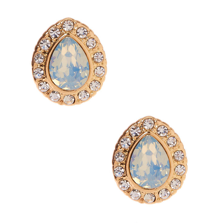 Gold Embellished Teardrop Stud Earrings - Mint,
