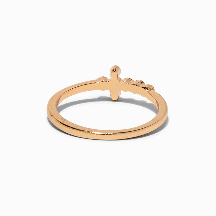 Gold-tone Side Cross Ring,
