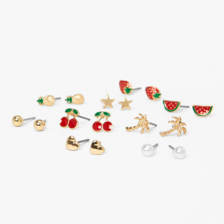 Summer Icons Stud Earrings &#40;9 Pack&#41;,