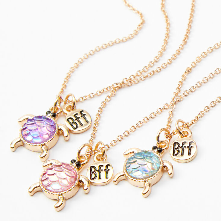 Best Friends Holographic Turtle Pendant Necklaces - 3 Pack,