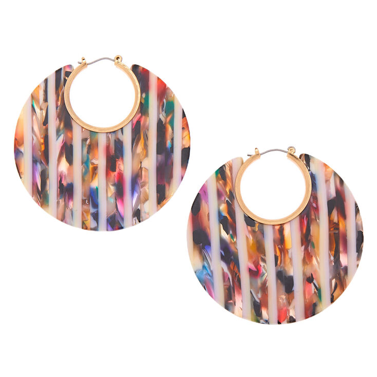 Gold 55MM Resin Striped Thick Hoop Earrings,