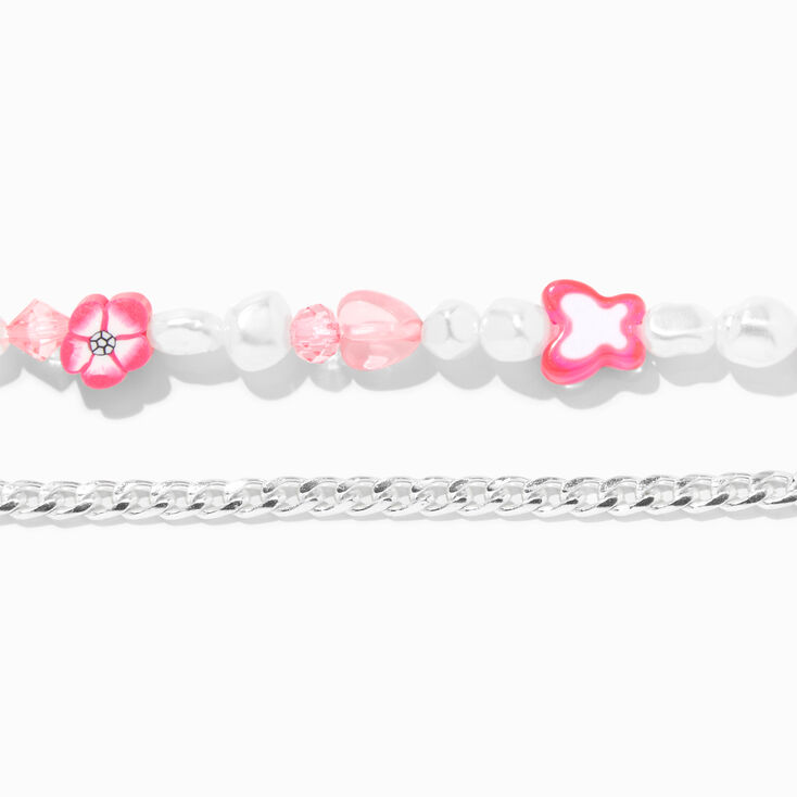 Pink Junk &amp; Silver Chain Bracelet Set &#40;2 Pack&#41;,