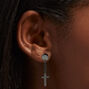 Black Cross Drop Faux Ear Plug Earrings,