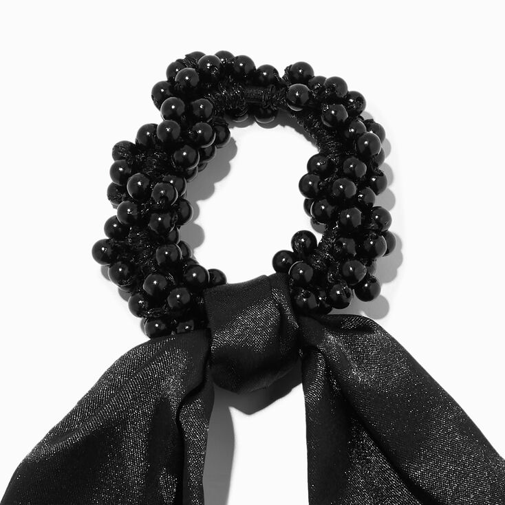 Beaded Black Hair Scrunchie Scarf,