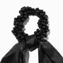 Beaded Black Hair Scrunchie Scarf,