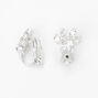 Silver 10MM Cubic Zirconia Paw Print Clip On Stud Earrings,