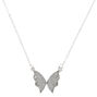 Silver Glitter Butterfly Pendant Necklace,