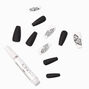 Butterfly White Bling Squareletto Vegan Faux Nail Set - 24 Pack,