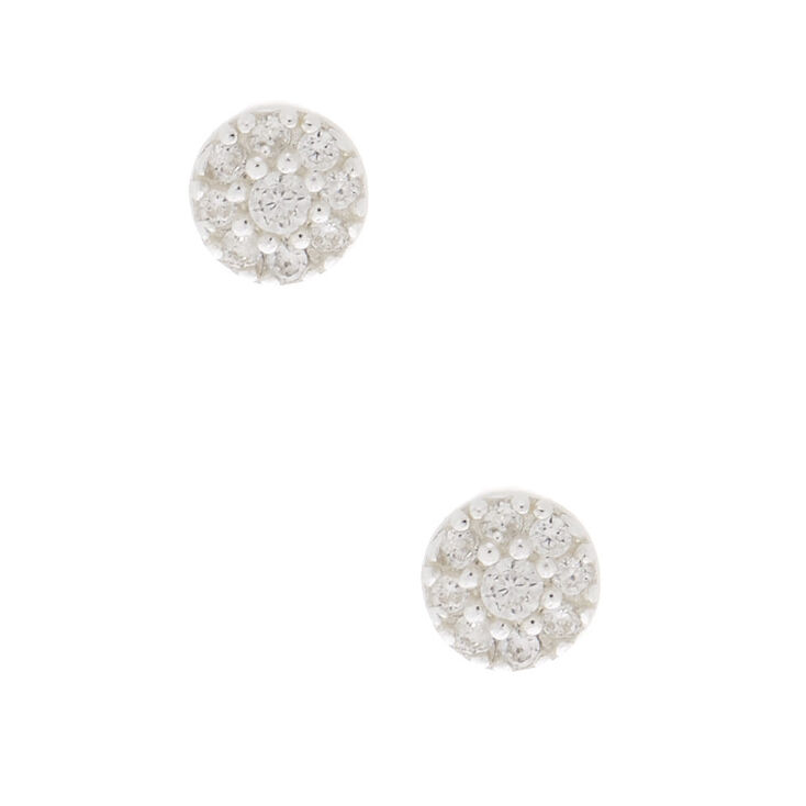 Sterling Silver Cubic Zirconia 4MM Round Stud Earrings,