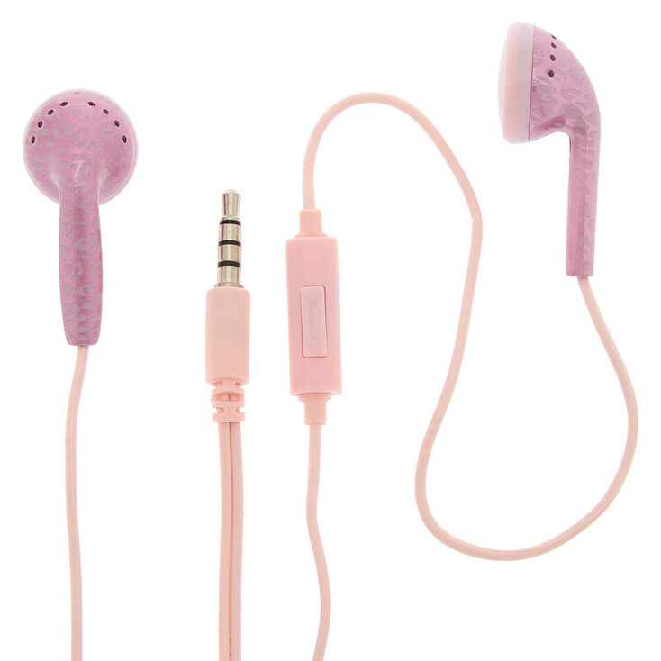 Metallic Leopard Earbuds - Pink,