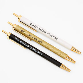 Gold Neutral Mixed Phrase Pens - 3 Pack,