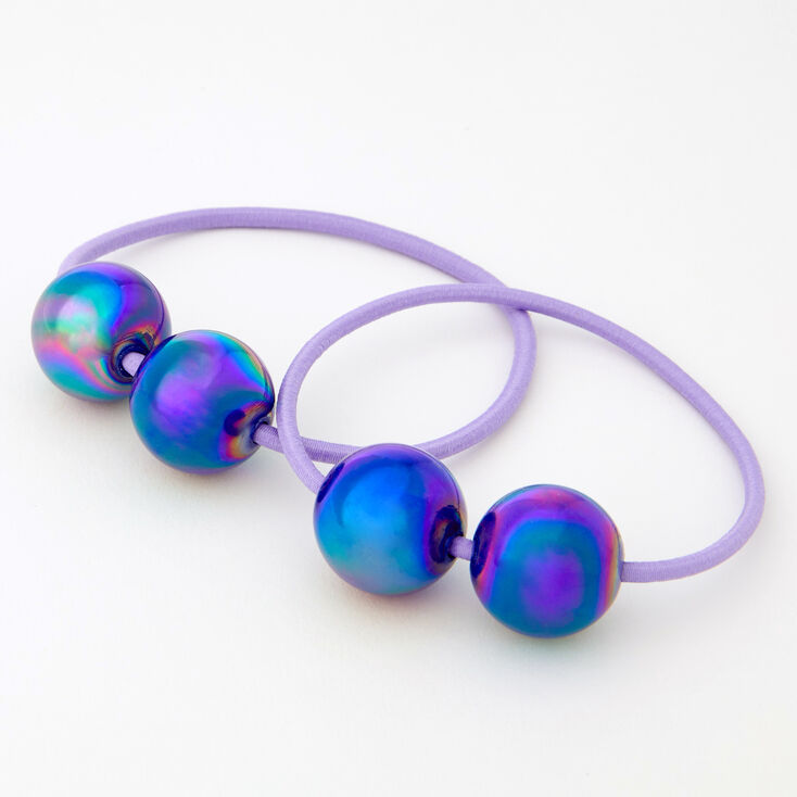 Purple Iridescent Beaded Hair Ties - 2 Pack,