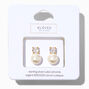 B&#39;Loved by Icing Gold Sterling Silver Cubic Zirconia 5MM Round Stud &amp; Pearl Drop Earrings,