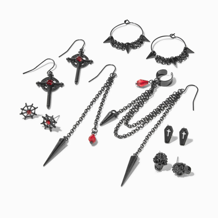 Halloween Skeleton Goth Earrings - 6 Pack,
