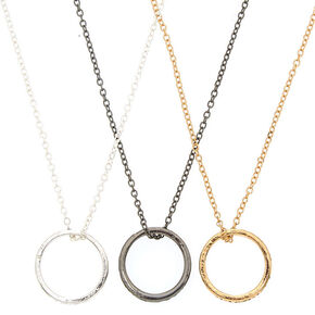Best Friends Mixed Metal Ring Pendant Necklaces - 3 Pack,
