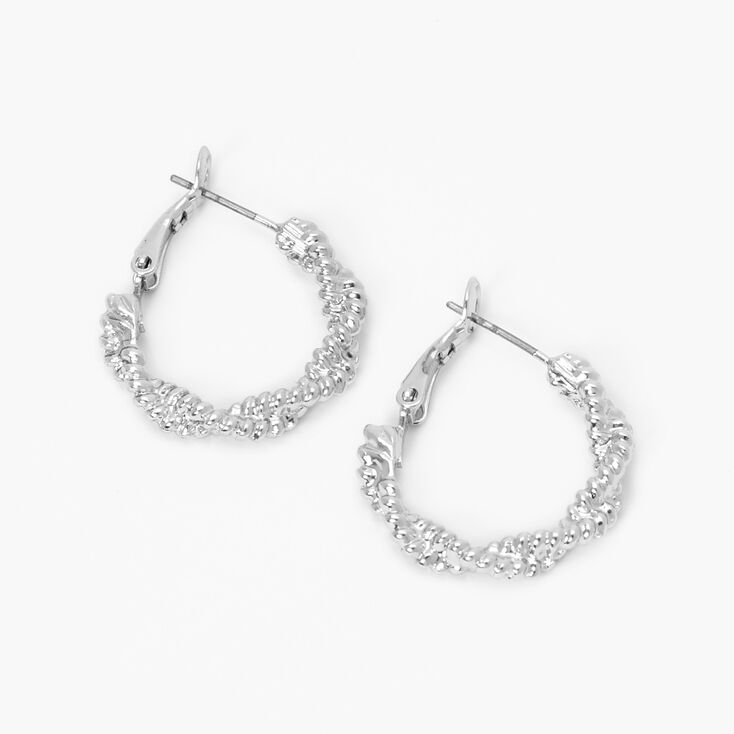 Silver Twisted Braid 20MM Hoop Earrings,