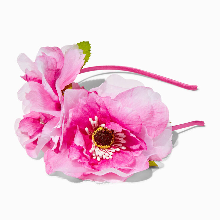 Side Pink Flower Headband,