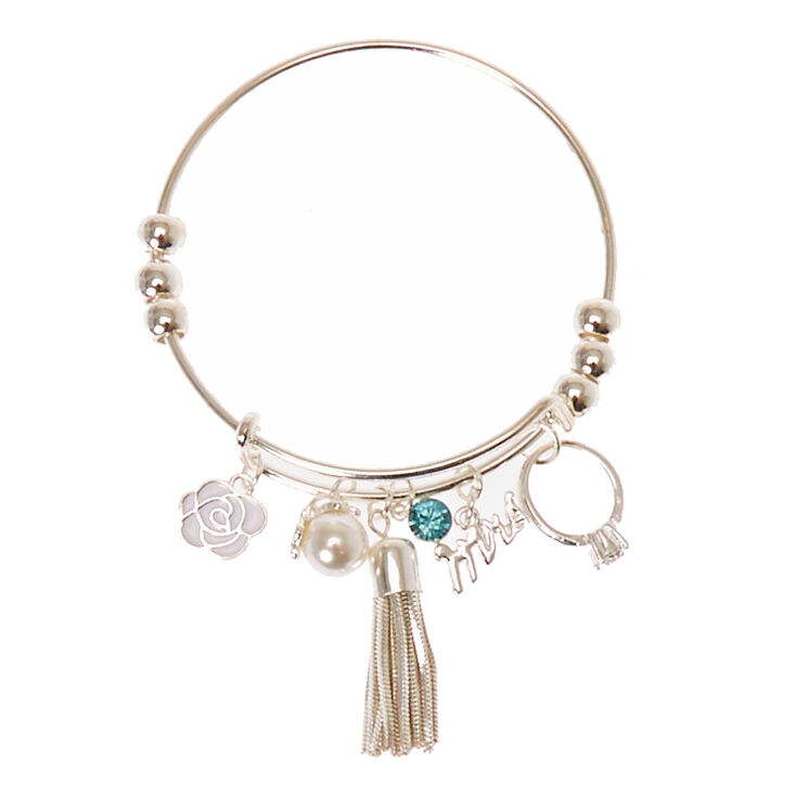 Silver-Tone Mrs. Charm Bangle,