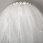 White Shoulder Length Pearl Glitter Bridal Veil,