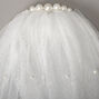 Shoulder Length Pearl Glitter Bridal Veil - White,
