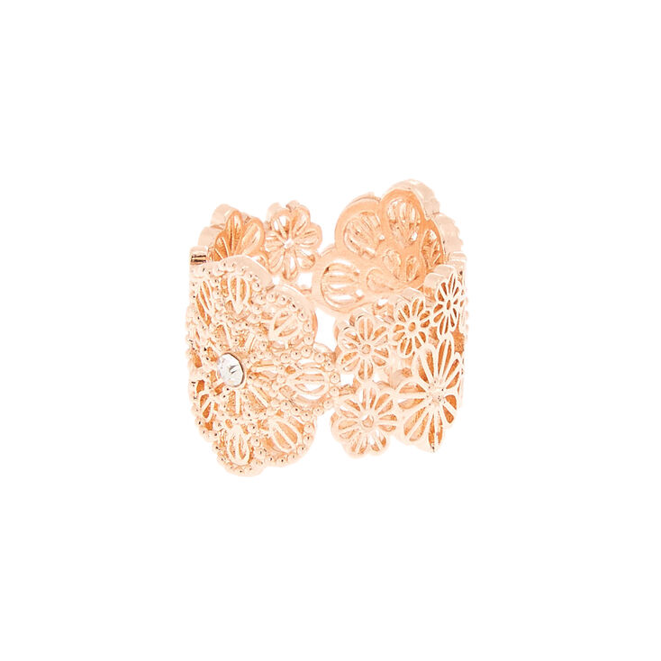 Rose Gold Filigree Flower Ring,