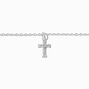 ICING Select Sterling Silver Crystal Cross Chain Anklet,