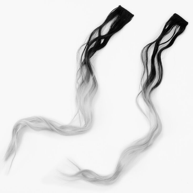Black & Gray Ombre Faux Hair Extension Clips - 2 Pack | Icing US