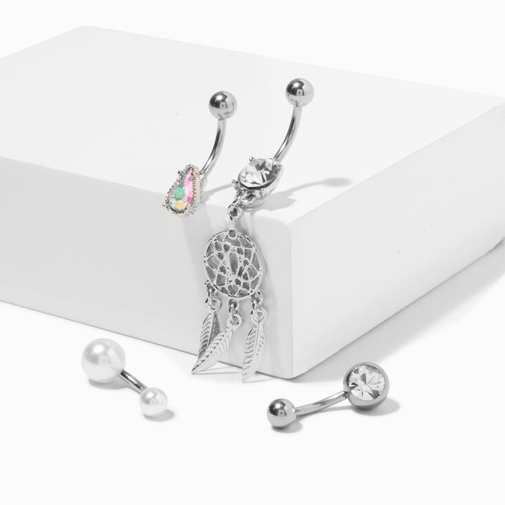 Silver 14G Enchanted Dreamcatcher Belly Bars - 4 Pack,