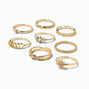 Gold-tone Geometric Celestial Ring Set - 8 Pack,