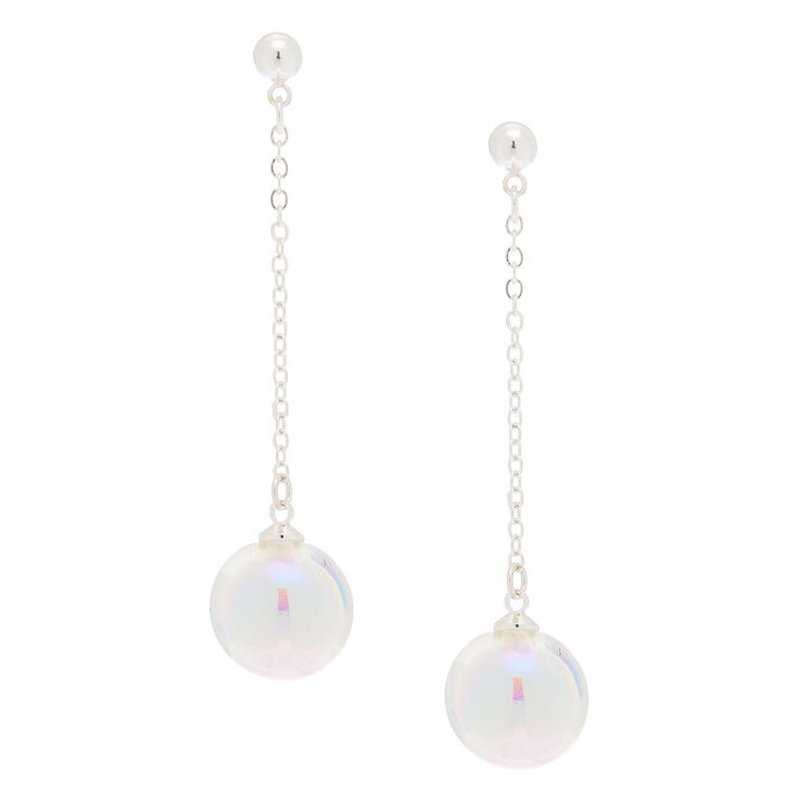 2.5" Holographic Ball Drop Earrings - White,