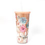 Floral Succulent Glitter Tumbler - Gold,