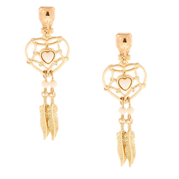 Gold 1 5 Dreamcatcher Clip On Drop Earrings Icing Us