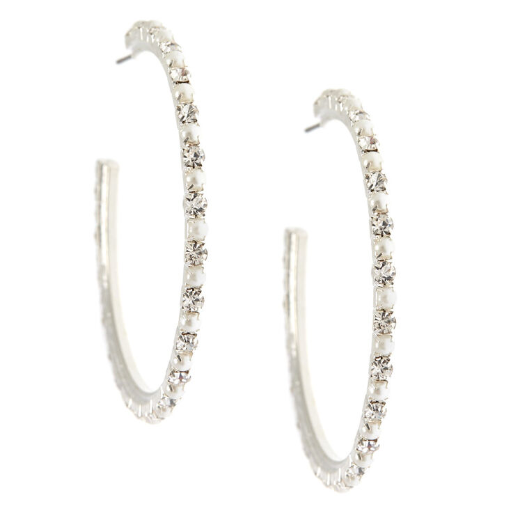 Crystal And Glass Pearl Hoop Earrings,