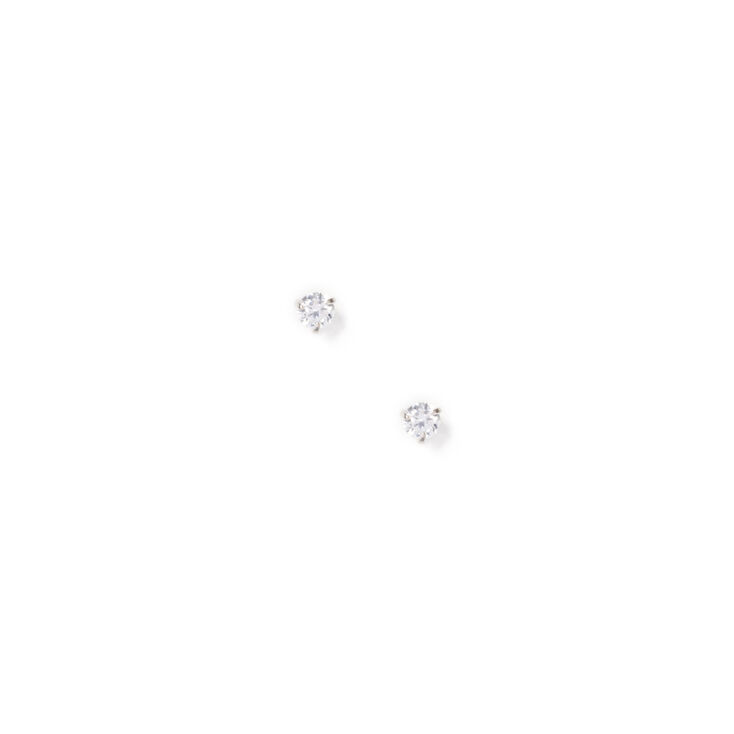 3MM Round Cubic Zirconia Martini Set Stud Earrings,