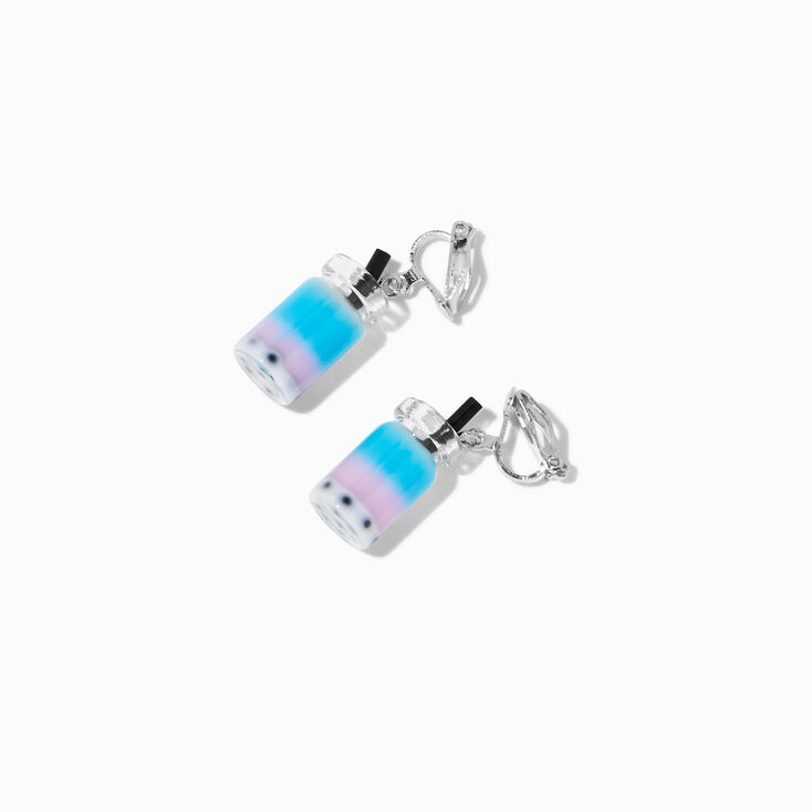 Pink Layered Bubble Tea Clip-On 1&quot; Drop Earrings,