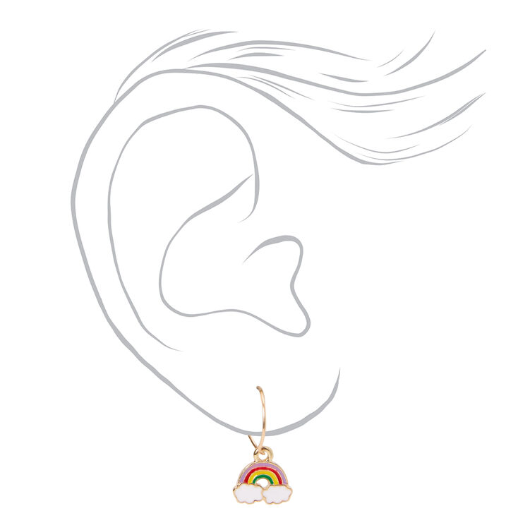Gold Rainbow Heart Mixed Earrings Set - 6 Pack,