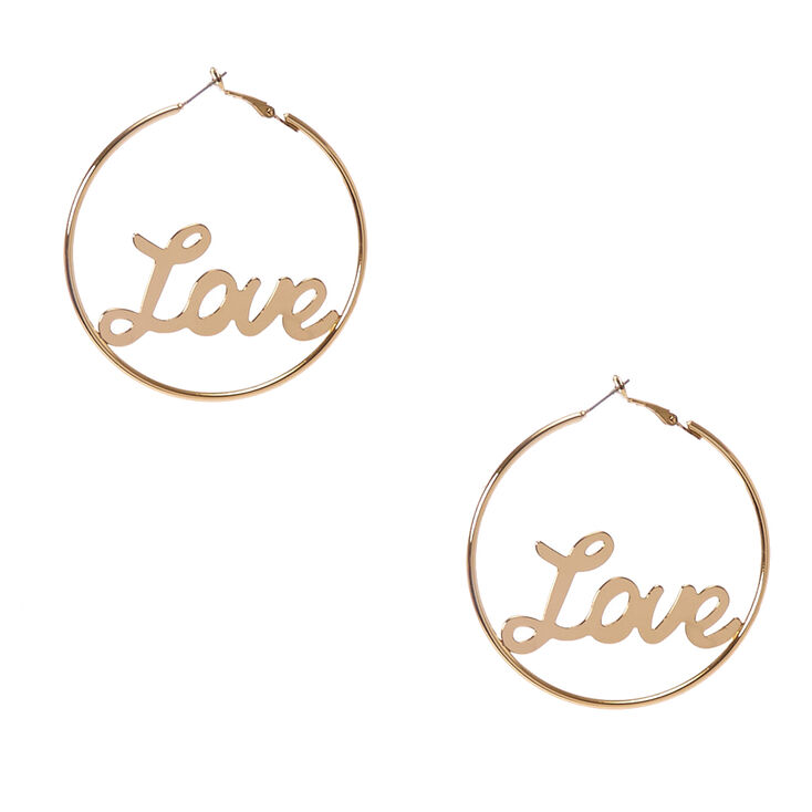 Love Gold Hoop Earrings,