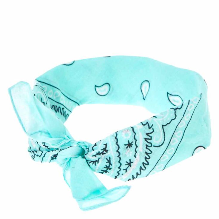 Mint Paisley Print Bandana Headwrap,
