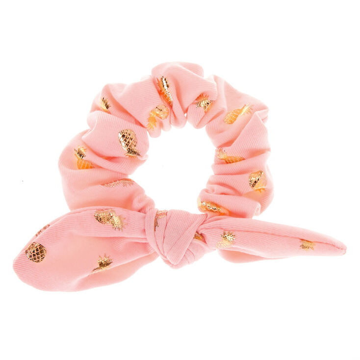Pineapple Knotted Bow Hair Scrunchie - Blush,