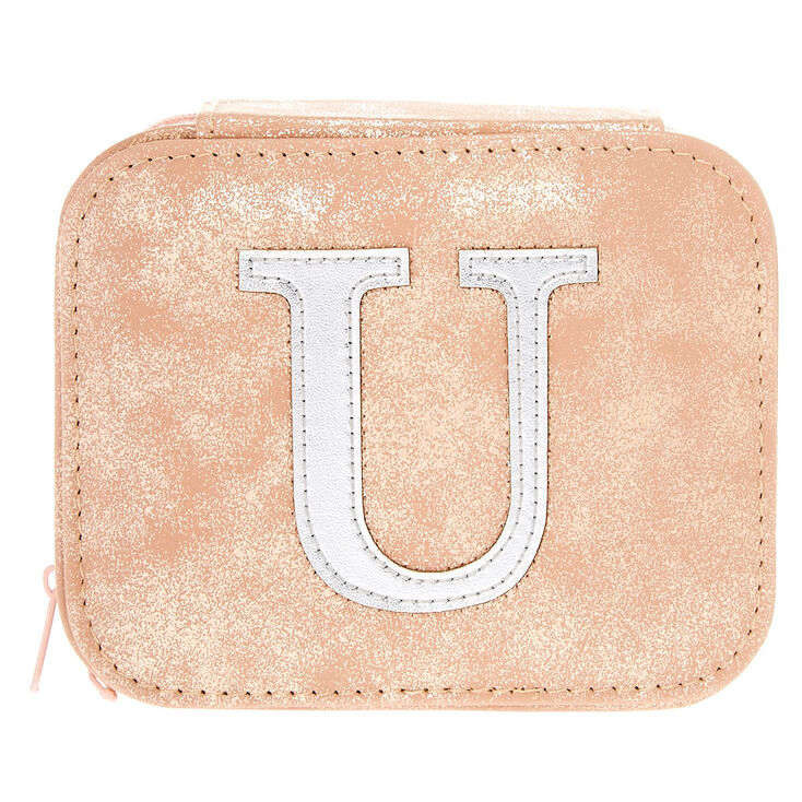 Blush Pink "U" Initial Jewelry Case,