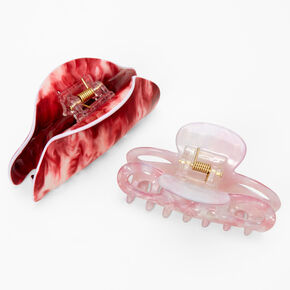 Red &amp; Pink Marbled Hair Claws - 2 Pack,