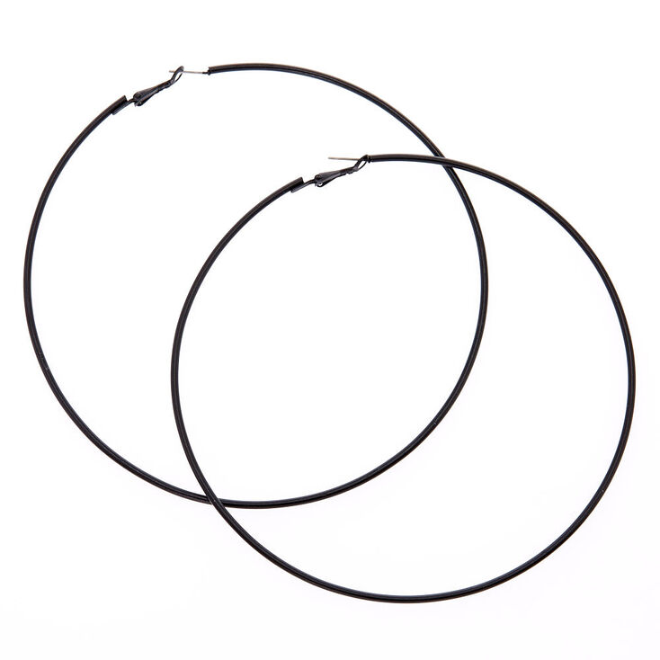 120MM Black Skinny Hoop Earrings,