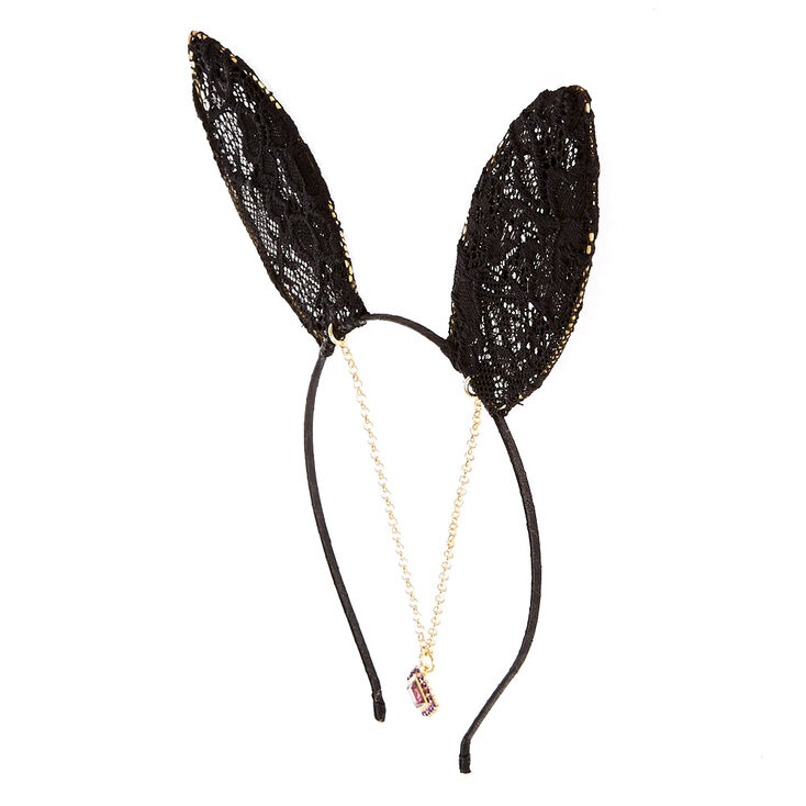 Black Lace Bunny Ears Headband,
