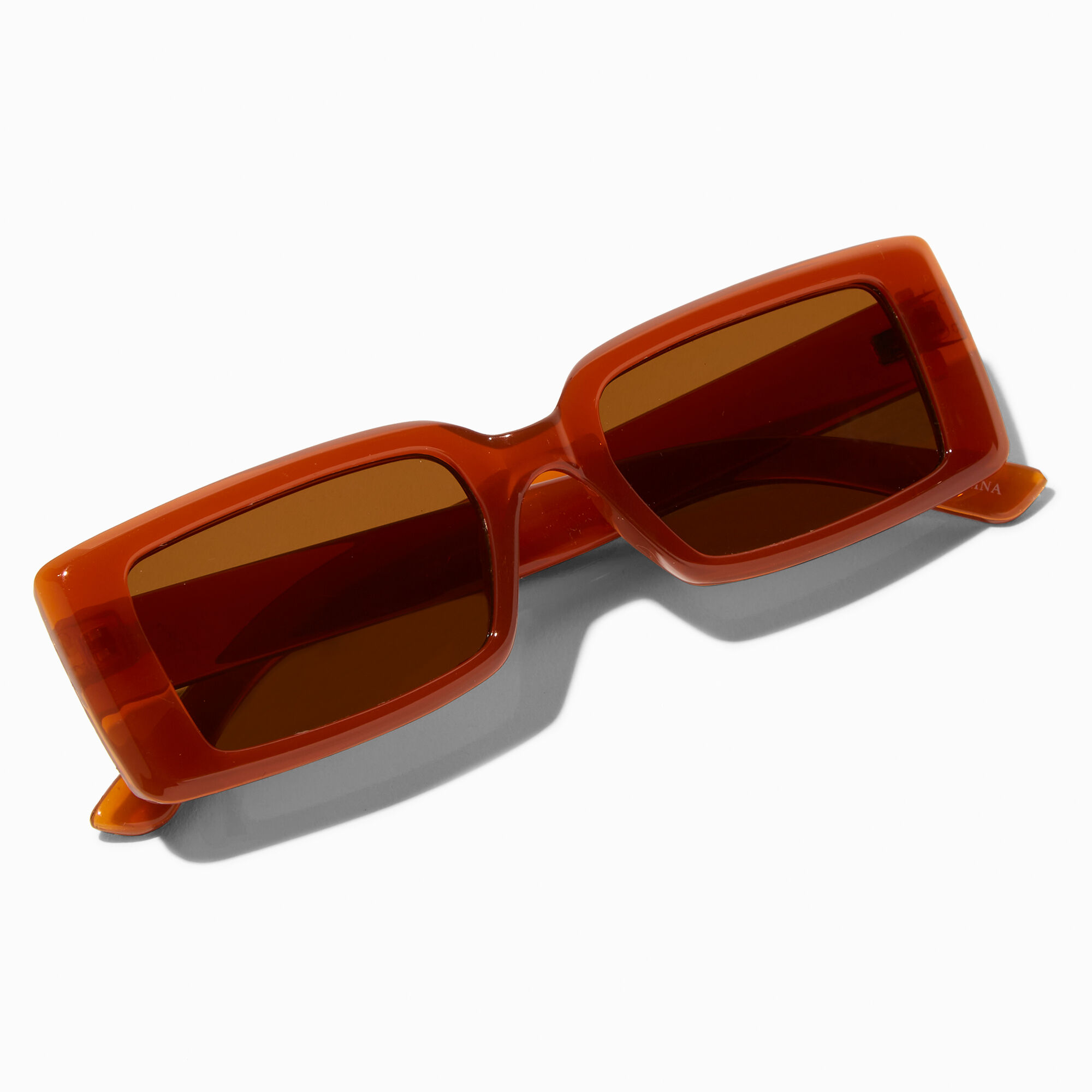 Chunky Rectangle Sunglasses Copper Brown Icing US