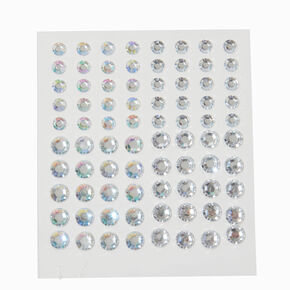 Silver Iridescent Crystal Hair Gems - 80 Pack,