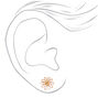 Gold Daisy Flower Stud Earrings - White,