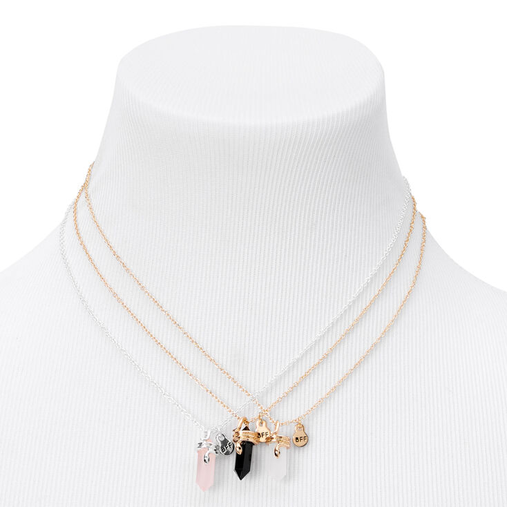 Silver and Gold Best Friends Mystical Gem Pendant Necklaces - 3 Pack,