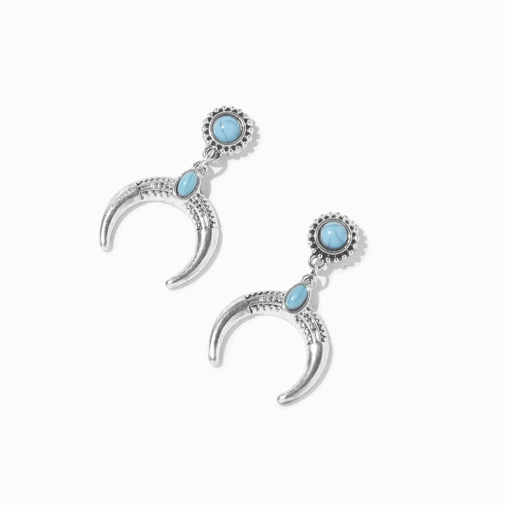 Turquoise Horn Silver 1&#39;&#39; Drop Earrings,